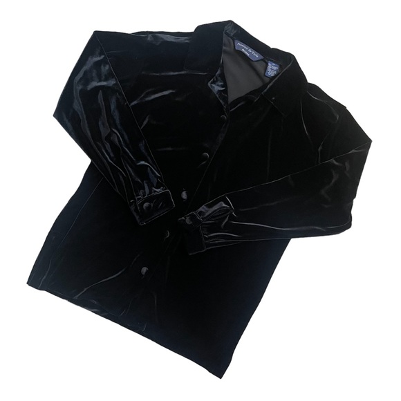 Vintage Preston & York crush velvet black button down long sleeve shirt - Picture 16 of 17